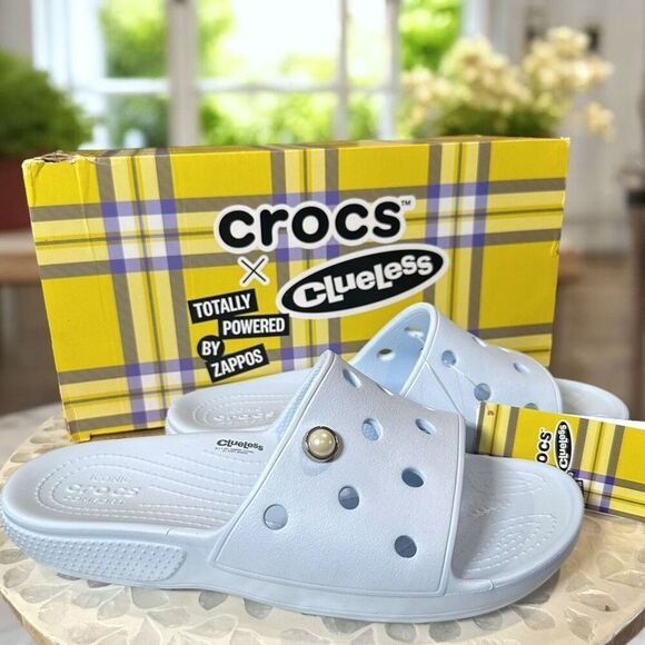 New Crocs x Clueless "The Tai" Slide – Mineral Blue – Women’s 10 / Men’s 8 – Box - Picture 6 of 11